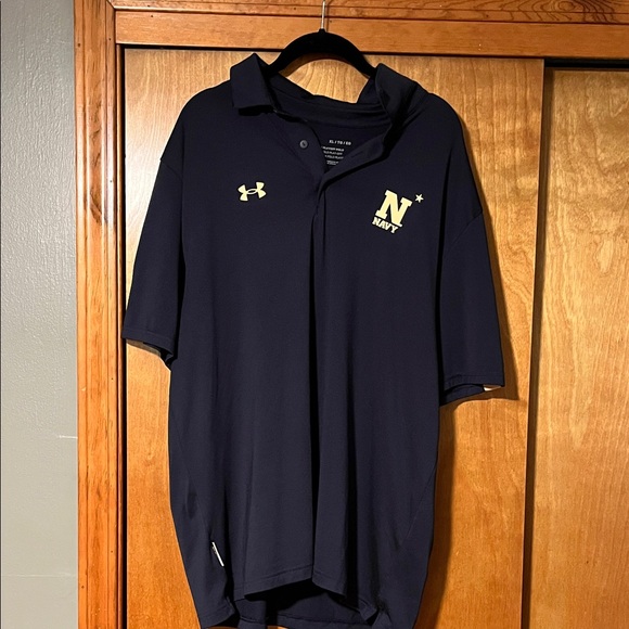 Navy Naval Academy Under Armour Dark Blue Polo with Gold Accents XL - Picture 1 of 4